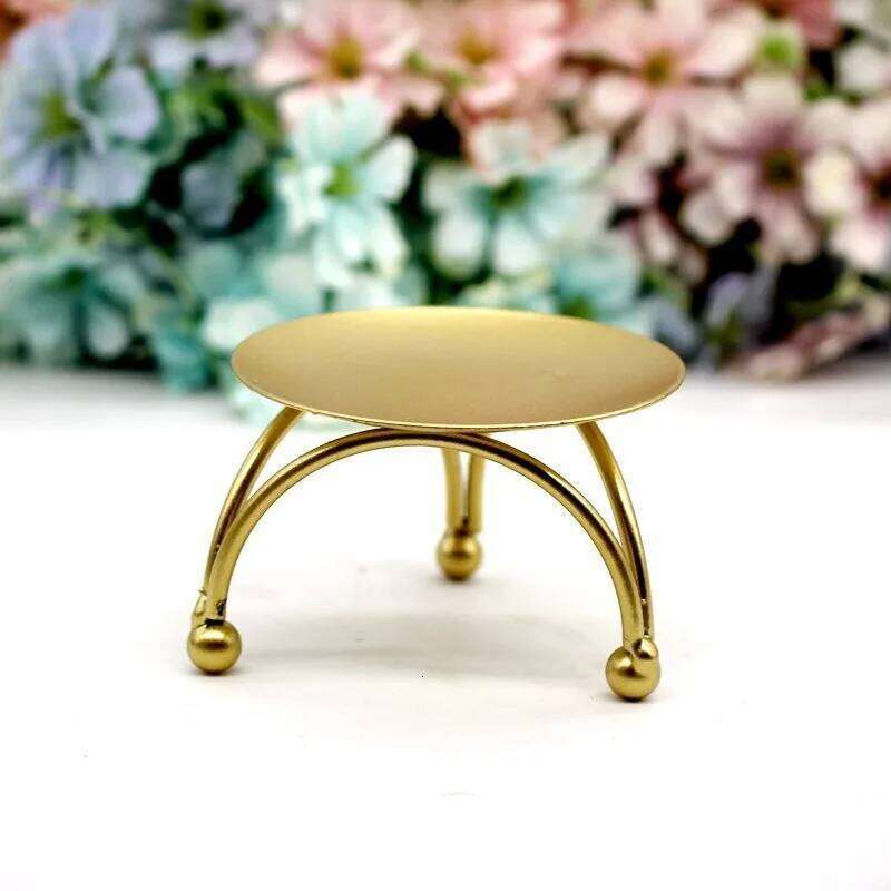 1PC New iron art holder round scented candle tray creative romantic dining table decoration desktop ornament H260310
