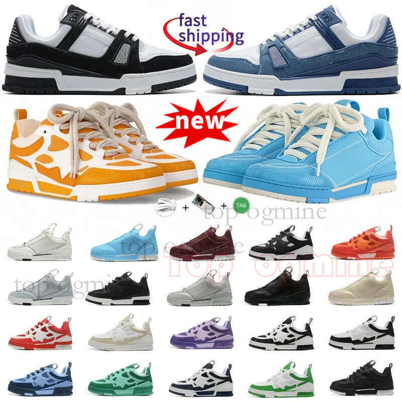 Designer Skate Sneakers Trainers Luxury Platform Shoes High Quality Men Women Breathable Calfskin Flower Embossing Lace-up Outdoor shoe Leather Slipprs