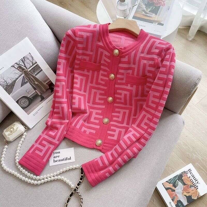 French Retro Style Small Fragrance Knitted Cardigan For Women, Autumn And Winter 2024 New Elegant Socialite Short Sweater Coat