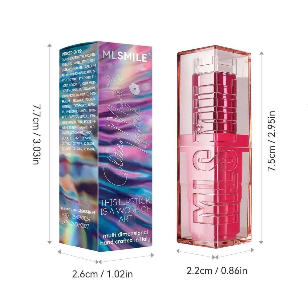 Spiral Star Lipstick Moisturizing Waterproof Matte Glitter Marble Non Stick Long Lasting Lip Gloss Pearlescent Shine Z260310