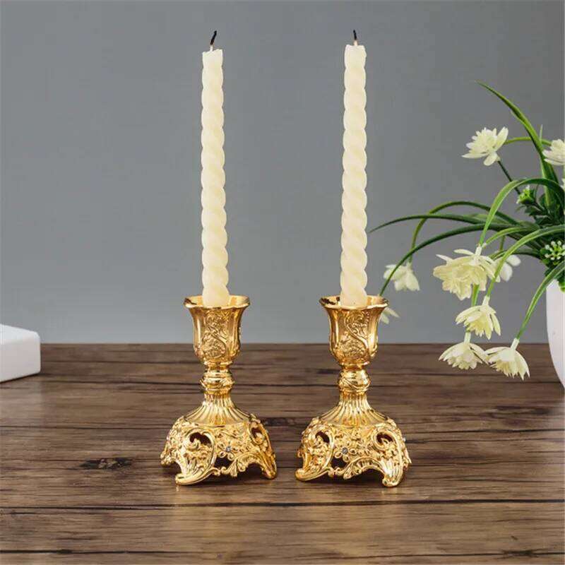 2 Pcs Vintage Metal Pillar Candlestick Holders Creativity Candelabra Set for Wedding Party Dinner Centerpiece Home Decoration H260310