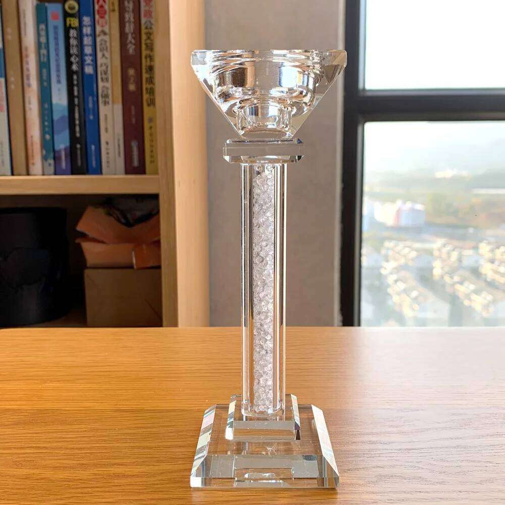 New Upscale Candle Holder Glass Figurine Lighting Table Decor Wedding Room Romantic Party Supplies Crystal Candlestick H260310
