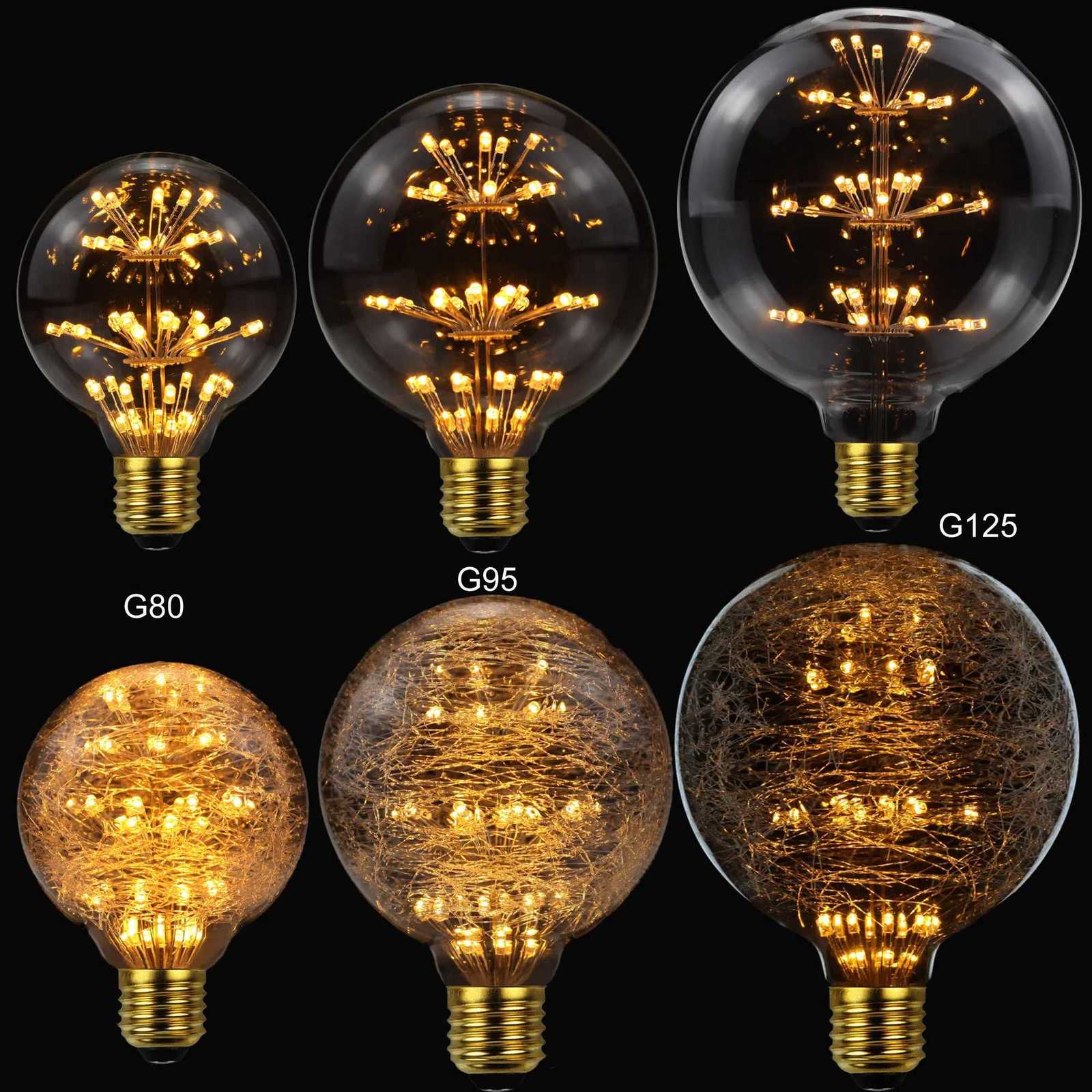 TIANFAN Vintage Led Bulb Starry Firework Edison Bulb G80 G95 G125 3W Not Dimmable 2200Kelvin Super Warm Decorative Light Bulbs H260310