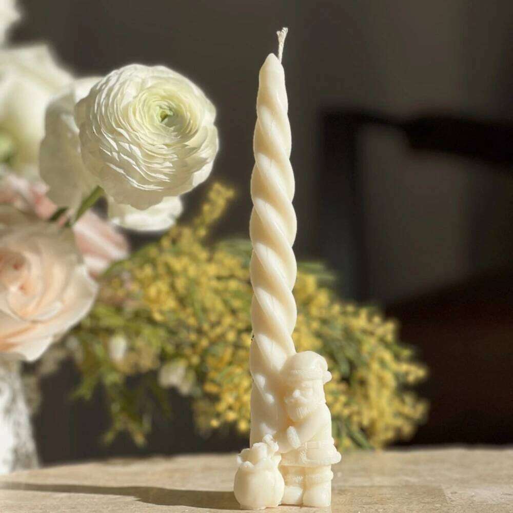 Christmas Pillar Candle Silicone Taper Column DIY Deer Santa Gingerbread Man Bear Gypsum Resin Mold Party Candlestick Decor H260310