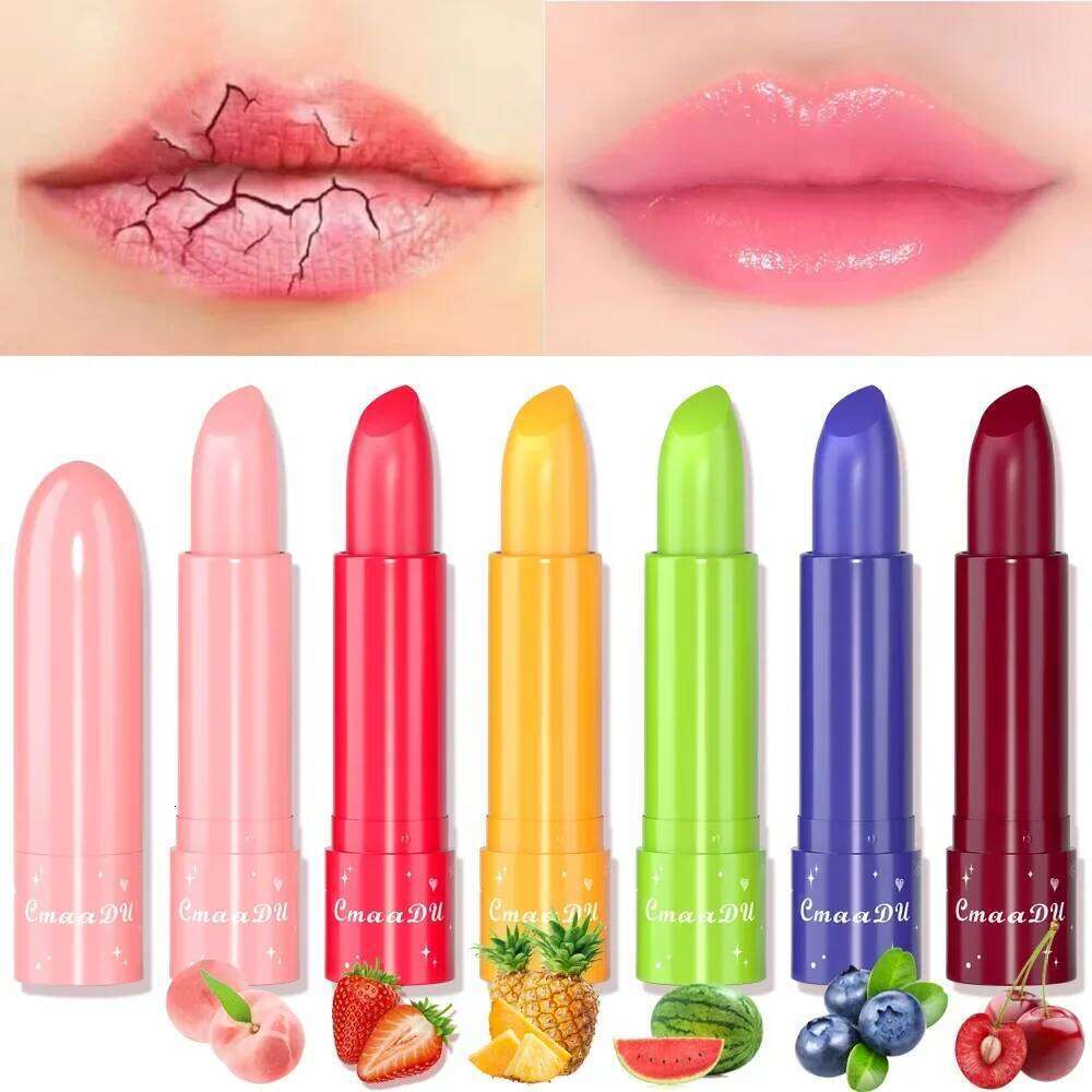 CmaaDu 6Color Waterproof Fruit Color Tinted Shine Changing Moisturizing Nourishing Glow Play Lip Balm lipstick Colour Care Z260310