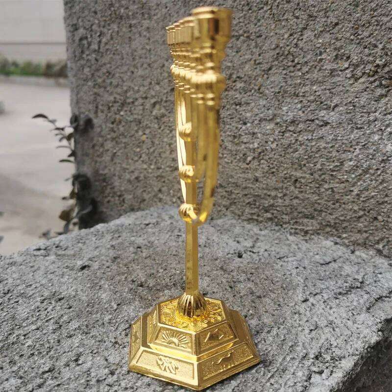 Church Taper Golden Lampstand Jewish Temple Lamp Home Decoration Metal Judaism Candlestick Holders Candle Holder H260310