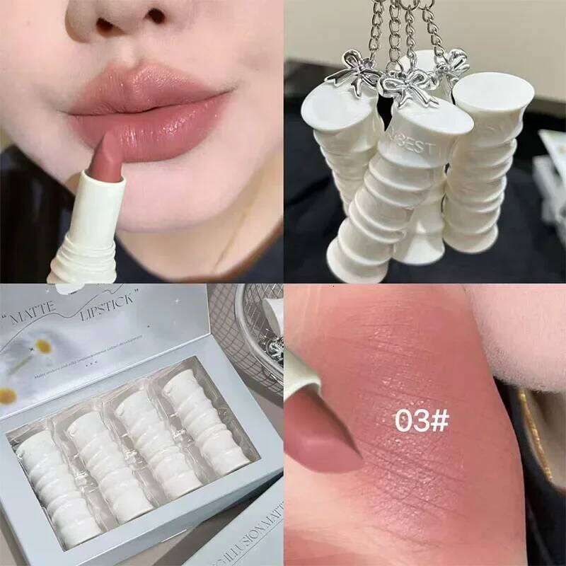 New Matte Nude Brown Waterproof Soft Mist Lip Stain Long Lasting Lipstick Korean Cosmetics Colorful Shiny Lips Makeup Z260310