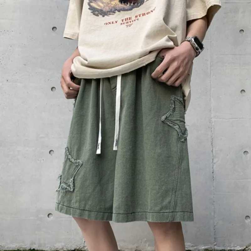 2024 Summer Shorts Men Loose spodenki meskie Vintage Denim Basic SimpleHot Sale High Waist Leisure Ulzzang Streetwear Short N260310