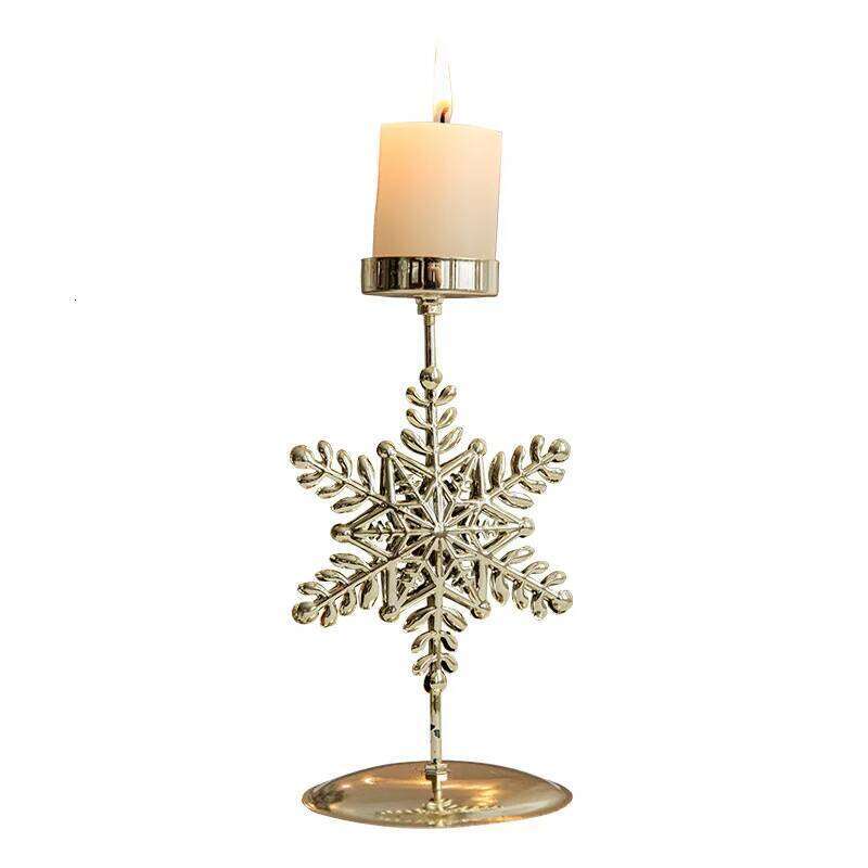 Snowflake Tree Candle Metal Gold Christmas Decorations Votive Candlestick Holders for Home Wedding Party Table Decor H260310