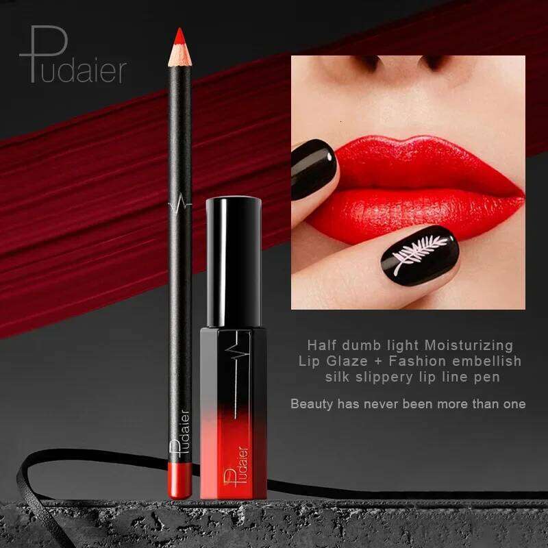 2 in 1/Set Hot Matte Velvet Gloss Lip Liner Pencil Makeup Waterproof Lasting Contour Liquid Lipstick Lipliner Kit Cosmetic Z260310