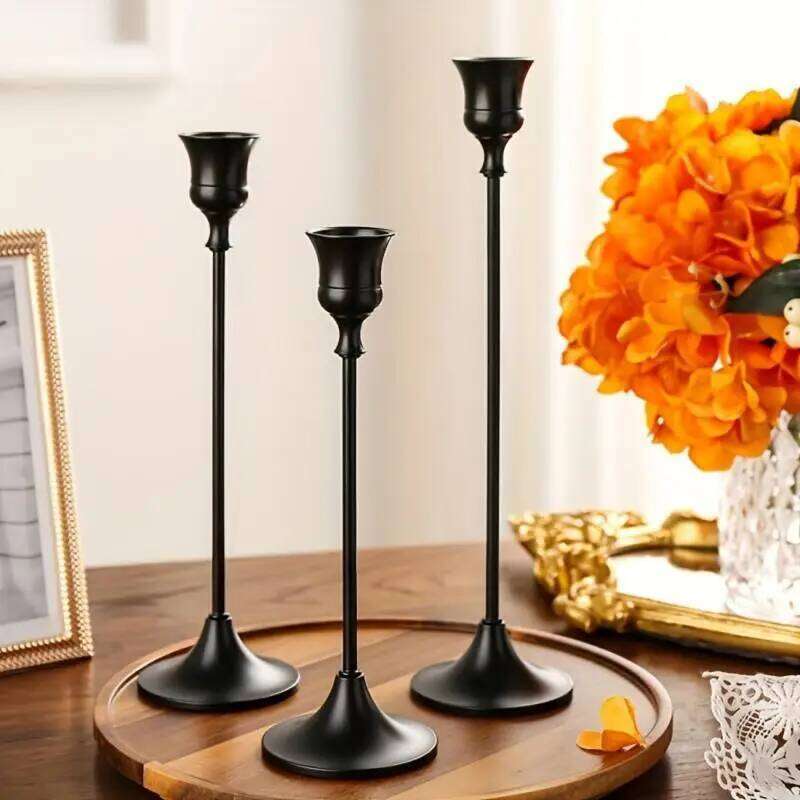 Vintage Elegant Metal Aluminum Set Of 3 Tabletop Candle Holders Suitable For Wedding Anniversary - Home And Hotel Decor... H260310