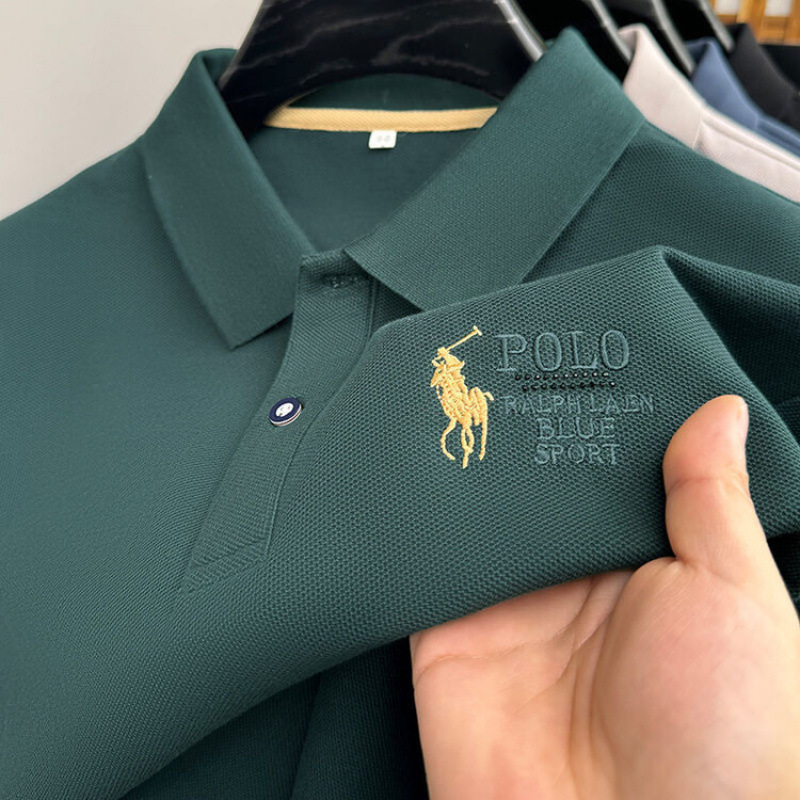 Luxury Brand Designer Clothes Turn-Down Collar Casual Solid Color Fashion Embroidery Imitation Cotton Summer Business New Men's Short Sleeve Polo