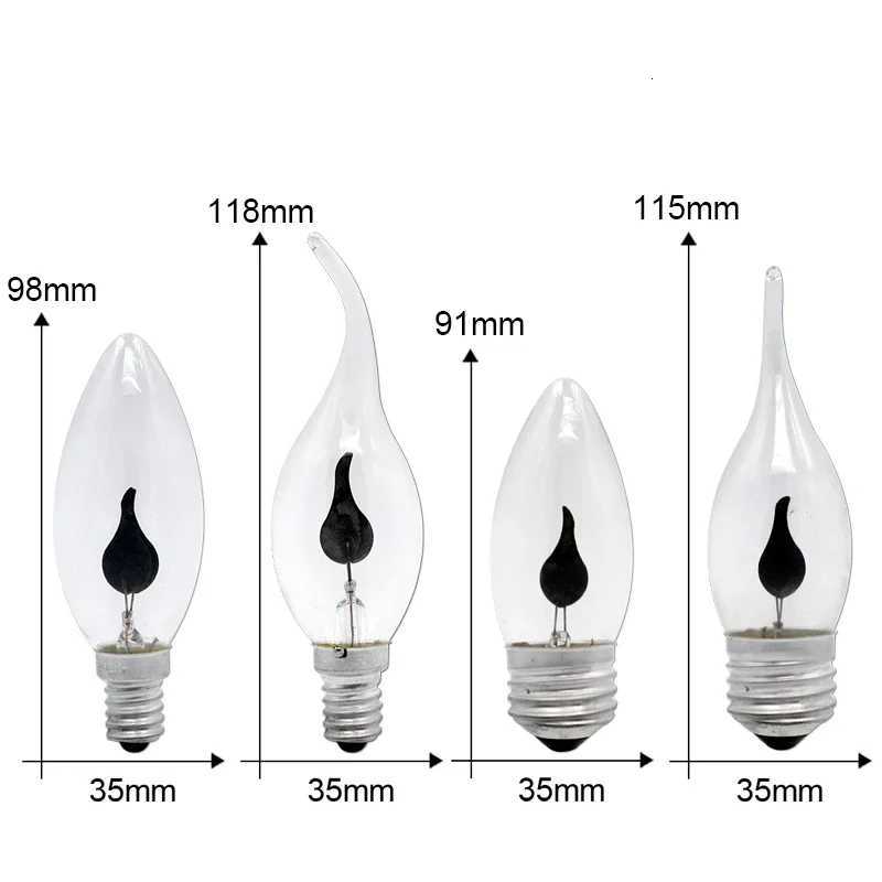 Edison LED Flicker Flame Candle Lamps Bulb E27 E14 AC 220V 230V 3W Vintage Fire LED Tail Tip Lights Bulb Decoration Lighting H260310
