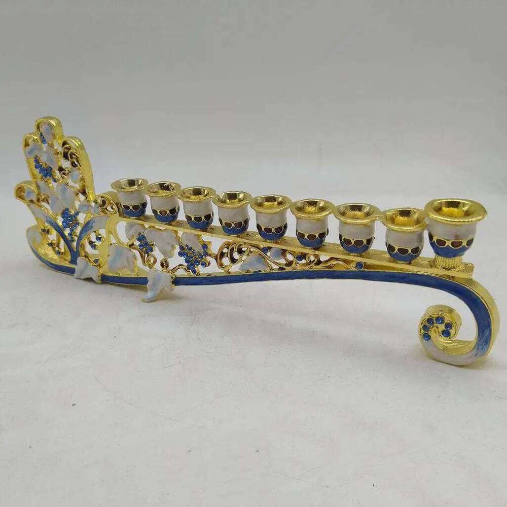 Hand Painted Chanukah Menorah Candelabrum Candle Holder Table Centerpiece H260310
