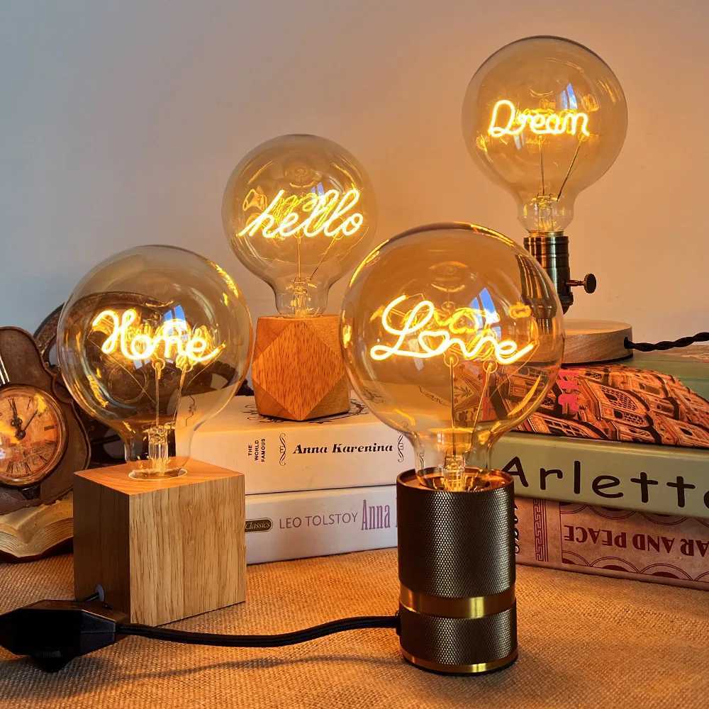 Edison Bulb Letter Light G125 220V Dimmable Lamps Warm Yellow 2200K Table Light Bulb LED Filament Light Styling LOVE HOME Note H260310