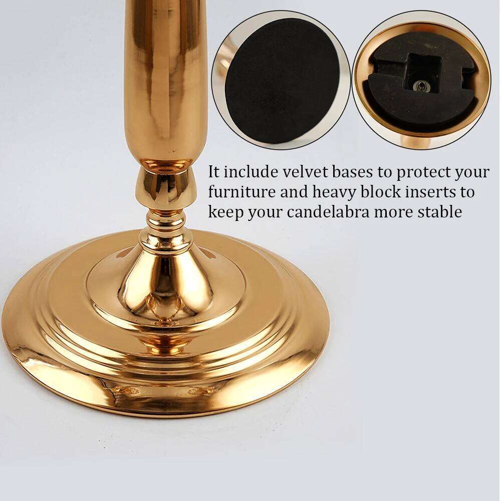 Gold Crystal Candle Holders for Wedding Party Home Decoration Centerpieces, Halloween Christmas Room Decor 5 Arms Candlestick H260310