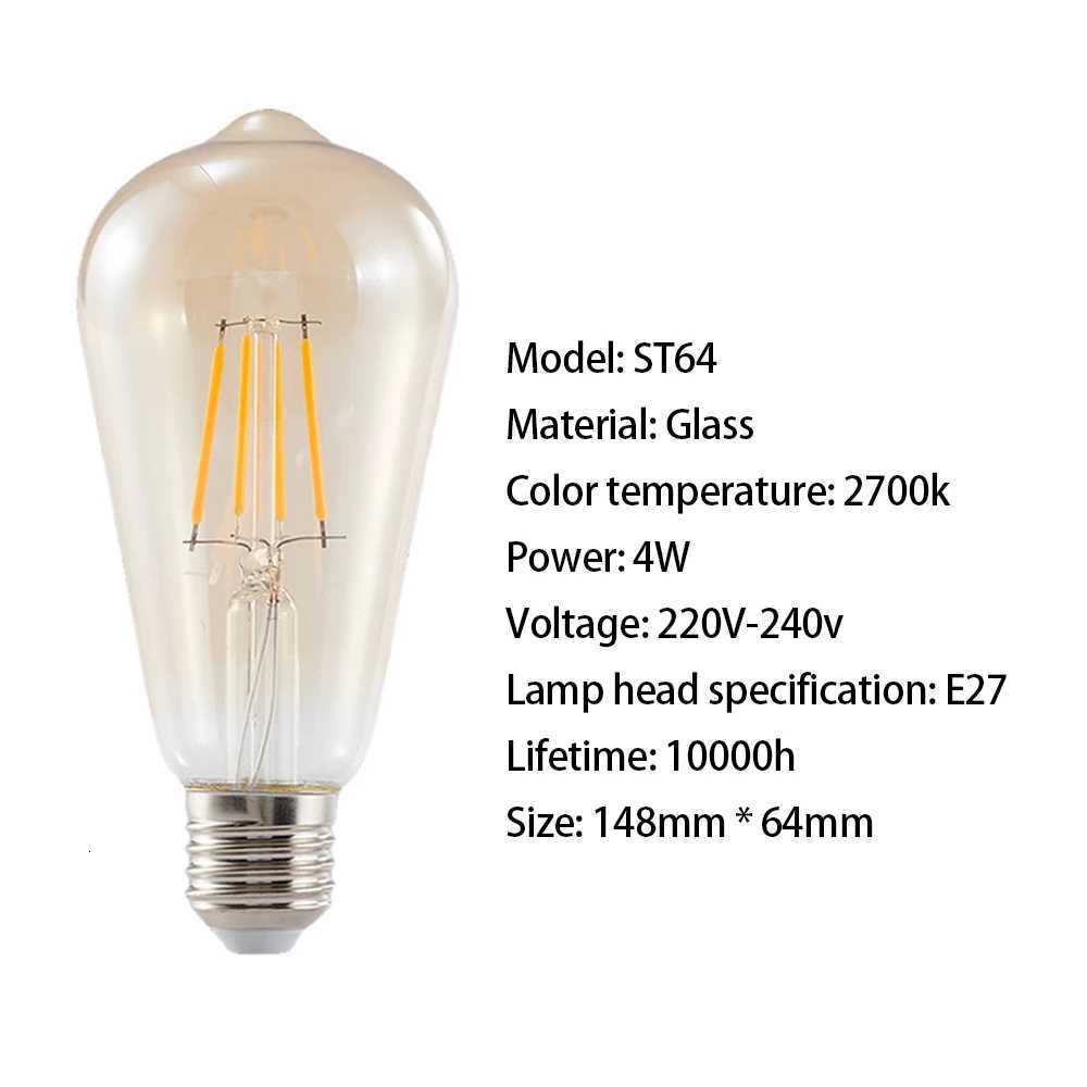 ST64 LED Bulb 6-Pack 4W/6W/8W Edison Retro Vintage Light Bulb - E27 Screw Base 220V 2700K Warm White Energy Saving H260310