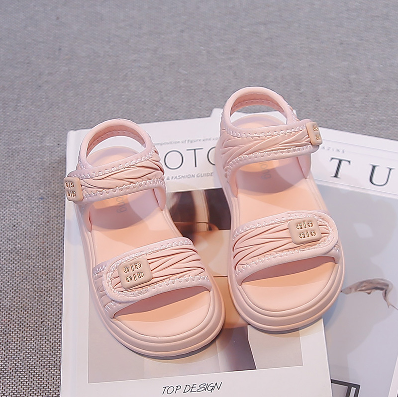 Free shipping Kids Sandals Girls Soft Sole Non-slip Beach Shoes Casual Flat Sandals Kids Party Shoes Pink Girls Sandals Central University Girls'