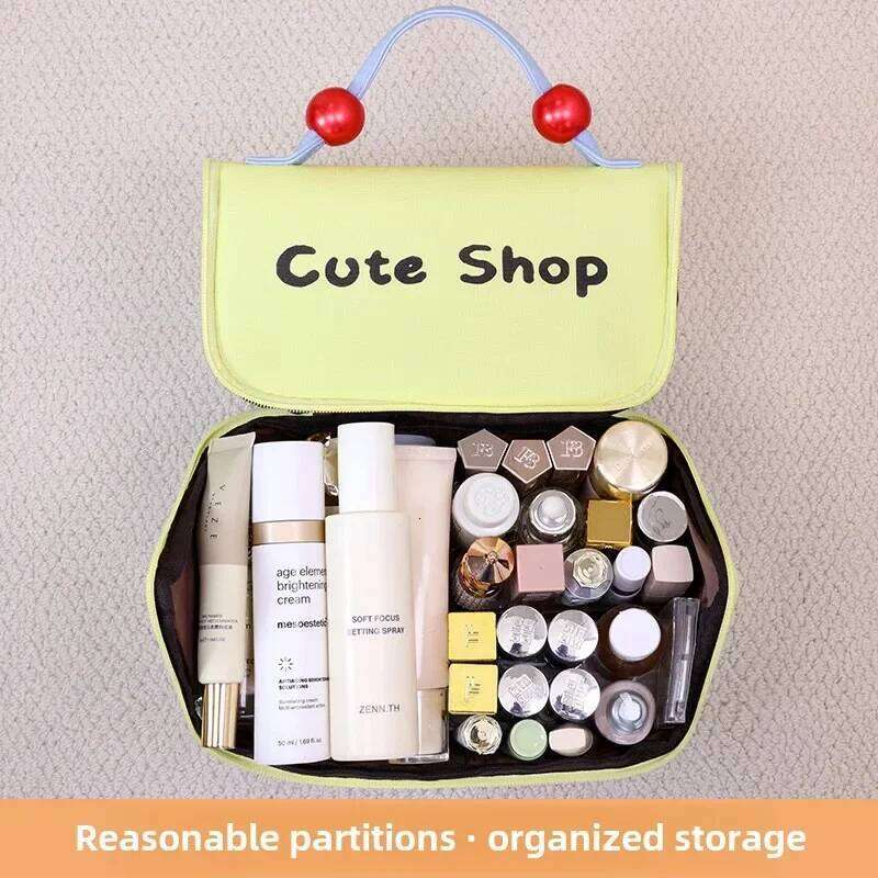 Cute Dopamine House Makeup Bag - Large Portable Cosmetic Organizer with Handles, Travel Toiletry Pouch for Women & Girls XJ260310