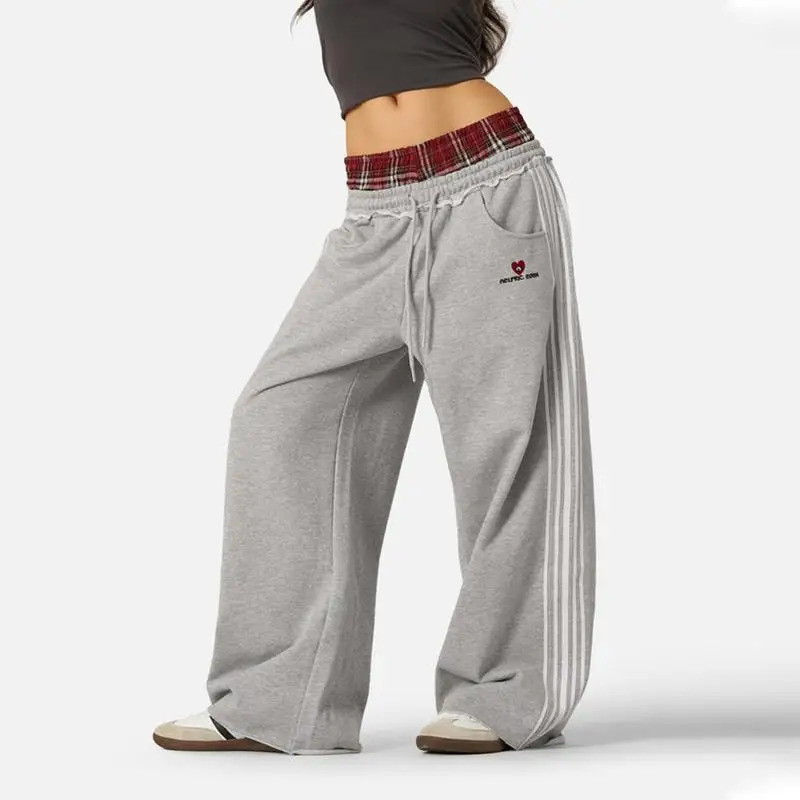 American Retro College Style Loose Fit Two-Piece Set with Double Waist Head Bathroom Pants for Sports Leisure 2026 Fashion 260227