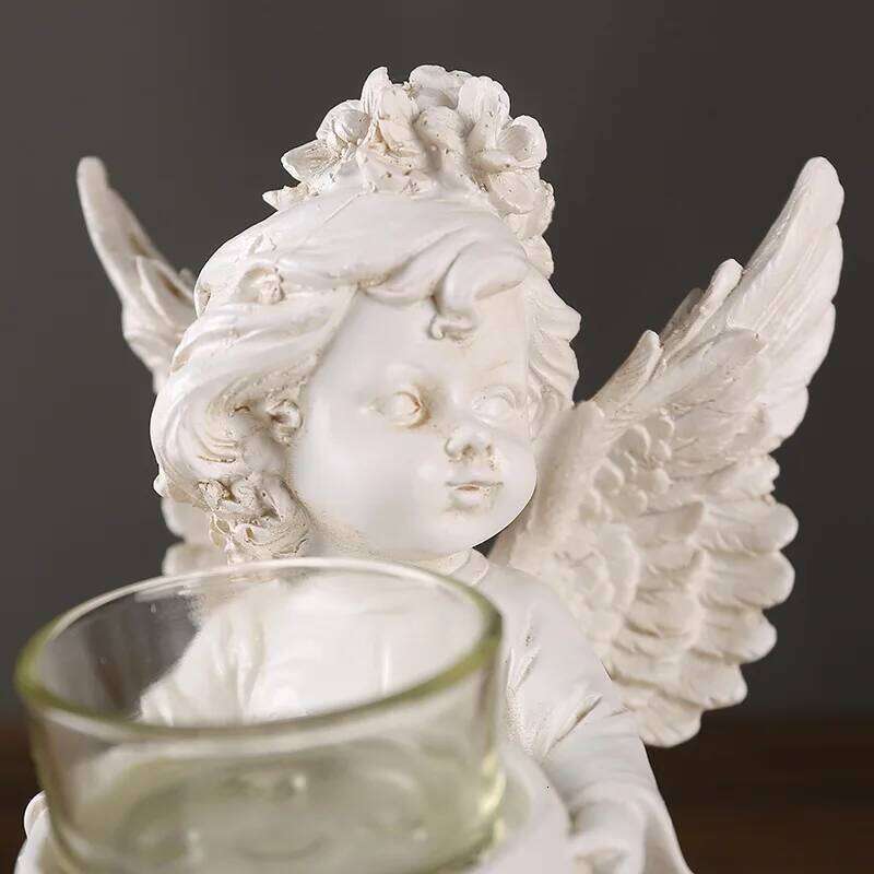 European vintage hand resin candlestick, make old wings angel unique shape, party restaurant living room decoration H260310