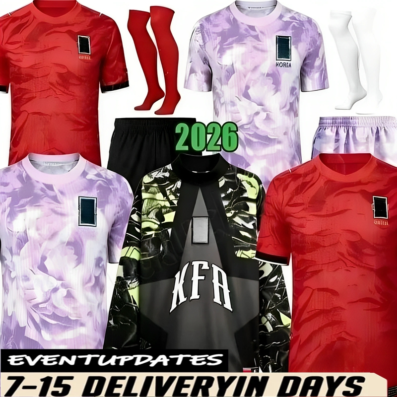 2026 World Cup South Korea Soccer Jersey 26 27 HEUNG-MIN SON KANG IN LEE National Team Football Shirt Men Kids Kit Set Home Away Men Uniform Red Black Fan Player Version