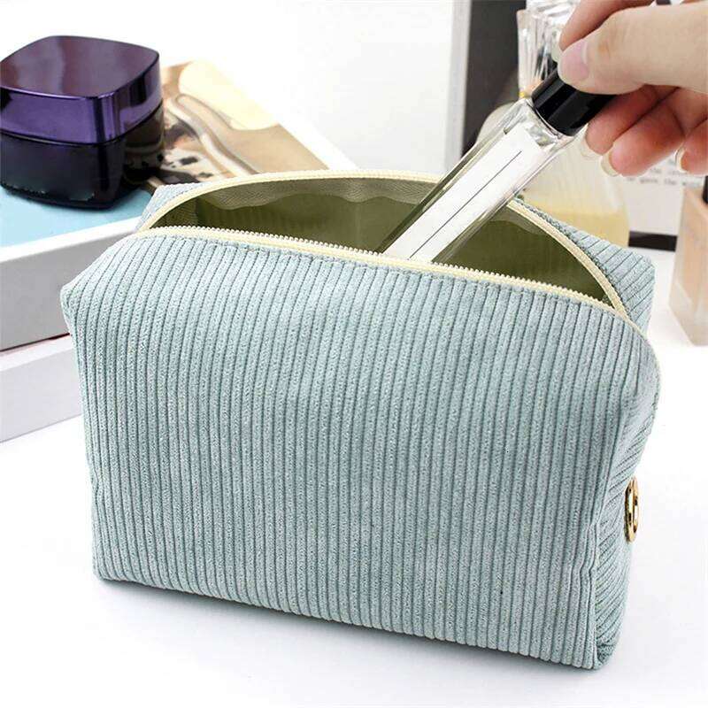 Fashion Cosmetic Corduroy Velvet Pouches Bags Organizer Makeup Lady Portable Travel Toiletry Bag XJ260310