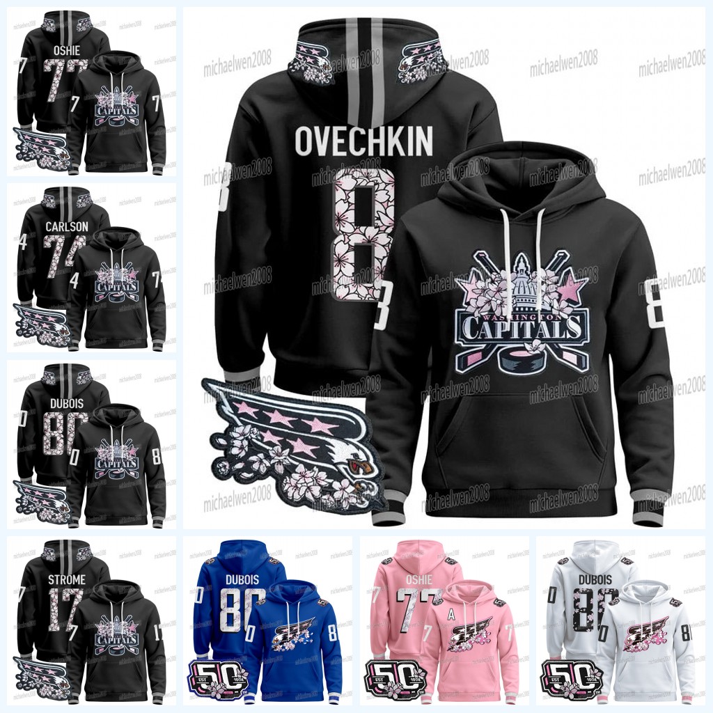 WashingtonCapitals 2026 Cherry Blossom Hoodie Jersey Alex Ovechkin Tom Wilson Jakob Chychrun Dylan McIlrath Pierre-Luc Dubois Strome McMichael T.J. Oshie