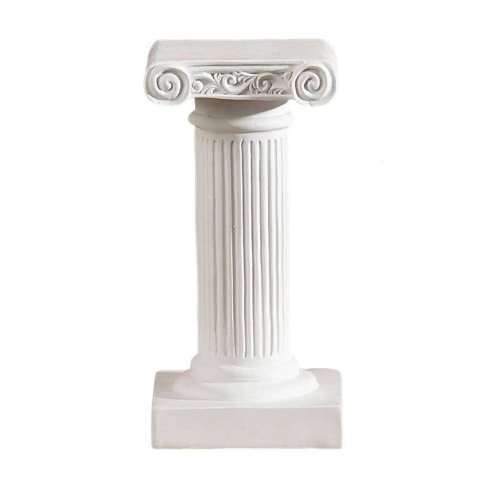 Small Mini Greek Columns Garden Ornament Candlestick Architecture Statue Vintage White Roman Pillars for Desktop Indoor Gift H260310