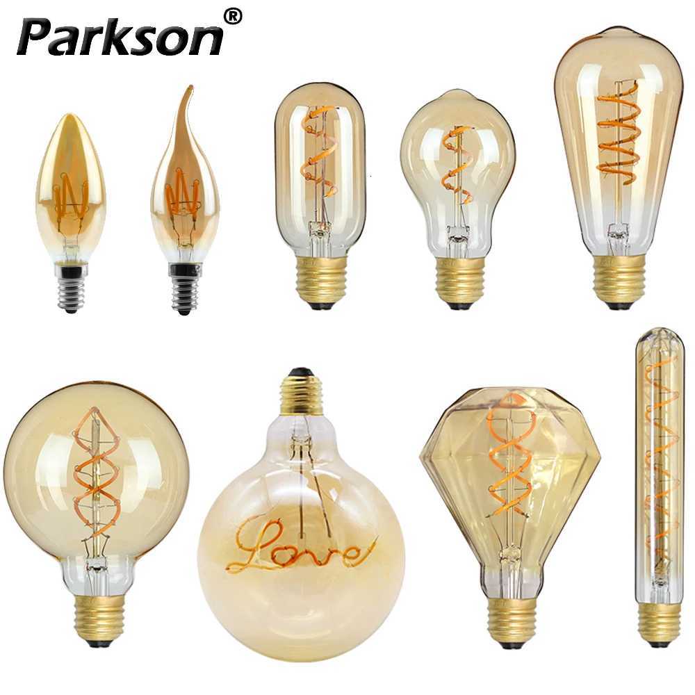 Retro Edison E27 E14 LED Light Bulb 220V Diamond Love ST64 A60 G80 G95 G125 T185 Vintage Glass Bulb Lamp For Home Decor Lighting H2603101