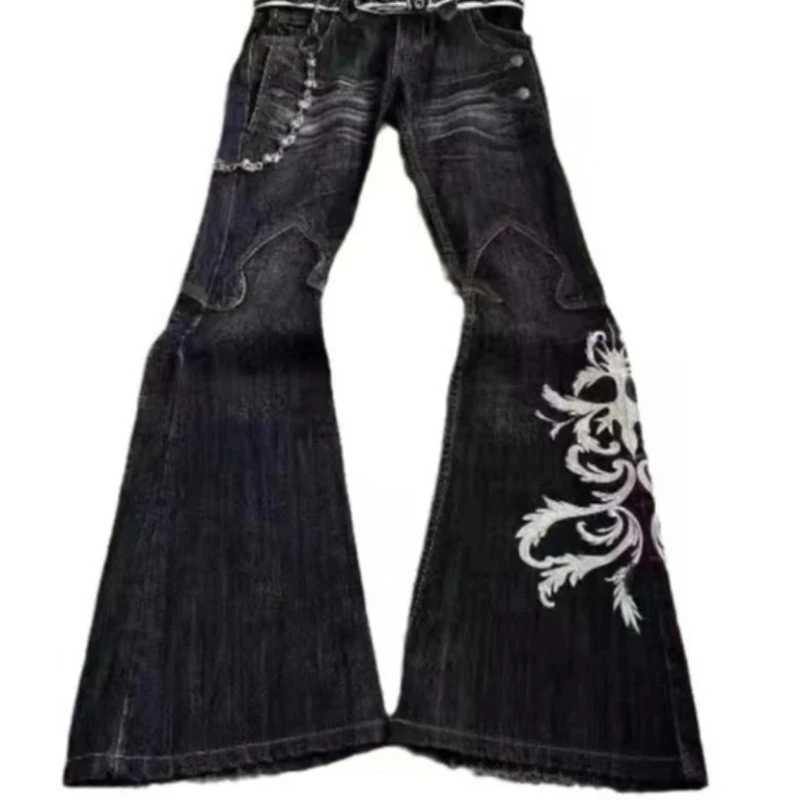 Y2K Micro La Retro Wide Jeans 2006 Leg Pants New High Waist Harajuku Loose Embroidered Women Jeans with Rock Punk Style M260310