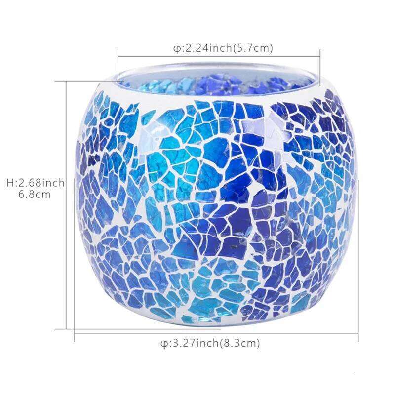 Mosaic Glass Tea Light Candle Holder,Handmade Romantic for Aromatherapy,Party Dcor,Used as Vase,Pen Holder,Potted Plants Bowl H260310
