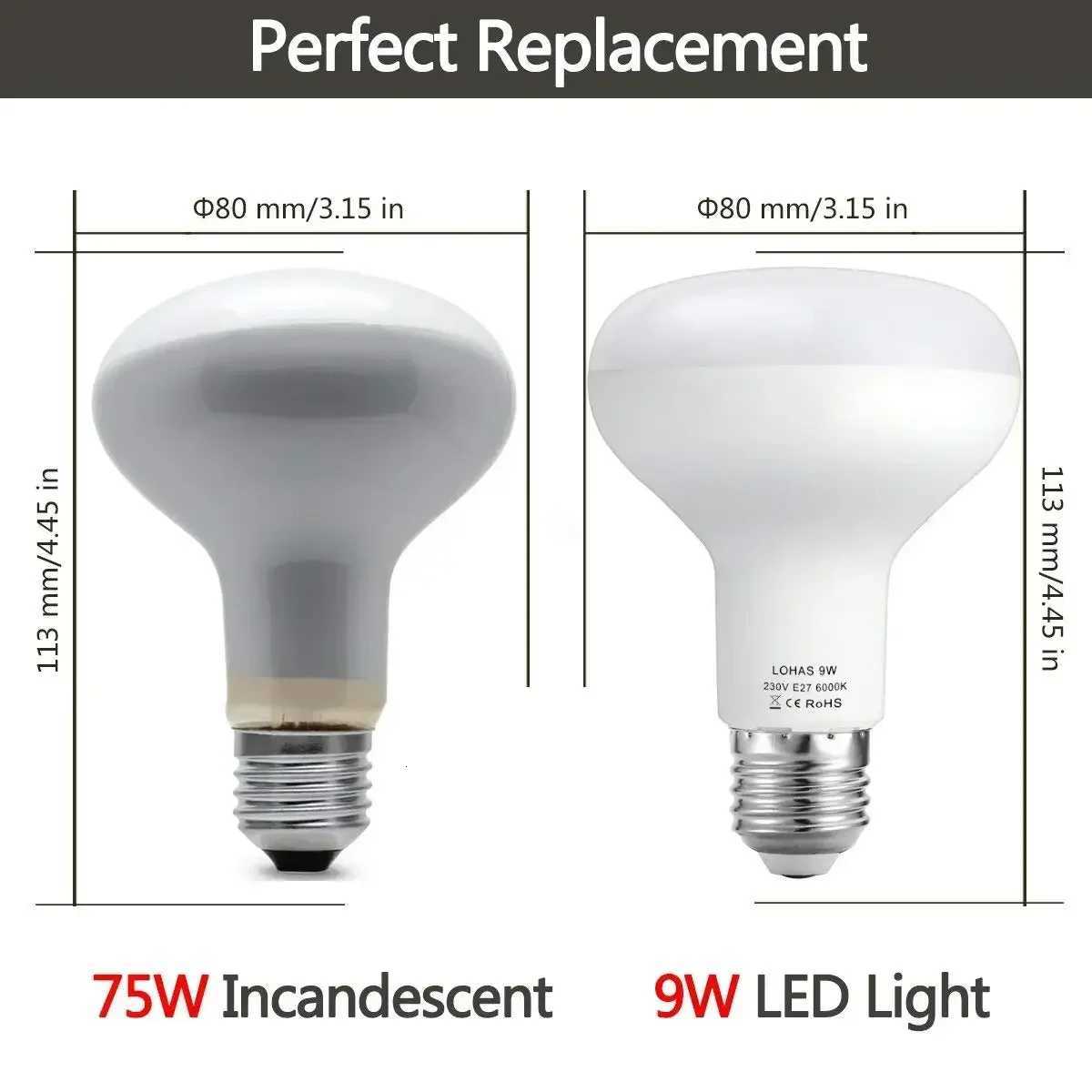 Melery E27 LED Light Bulb 9W Reflector Incandescent Indoor Outdoor Head Lamp 720lm Warm Cool White 3000K Home Bedroom 3PCS H260310