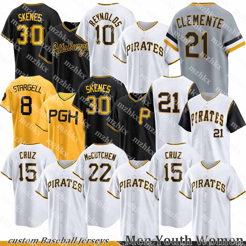 Pittsburghs Baseball Jerseys Pirates jersey #10 Bryan Reynolds #15 Oneil Cruz #13 Ke'Bryan Hayes Paul Skenes Mitch Keller Andrew McCutchen Custom jersey men youth women