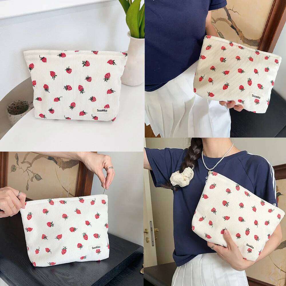Makeup NEW SIMPLE corduroy SMALL PUT IN WASH BAG LARGE capacity women 's skincare storage bag A-DH XJ260310