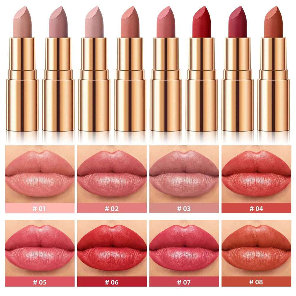 Long Lasting Moisturizing Velvet Lipstick Waterproof Non Stick Cup Creamy Nourishing Cover Lip Lines Gloss Golden Mud Z260310