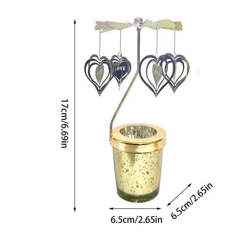 Rotating Candlestick Spinning Aromatherapy Stand Stainless Decorative Carousel Candle Holder For Valentine's Day Elegance H260310