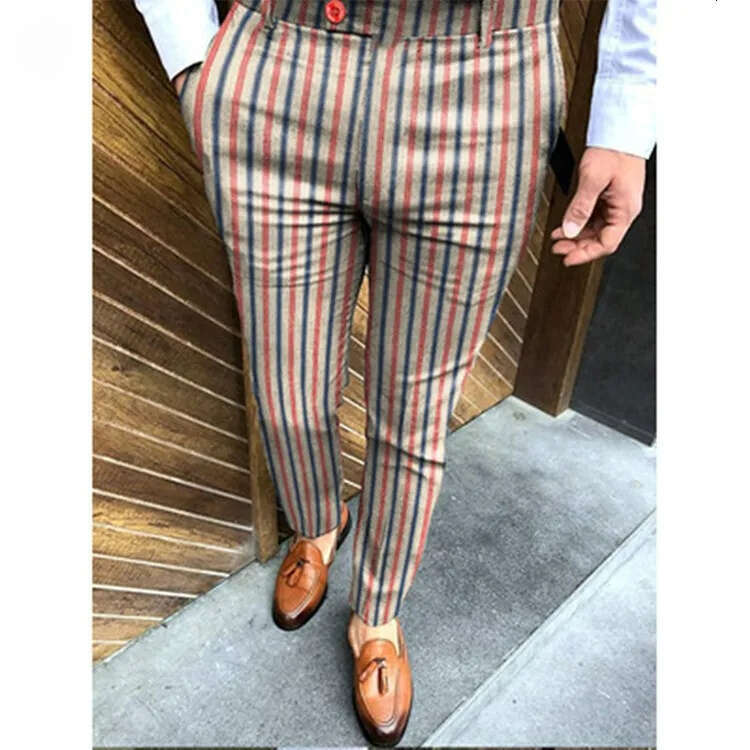 Men's Pants Fashion Summer Designer mens casual sportswear fitness party wedding Long pants Slim Business Groom Wedding Dress Pant Home Casual Me