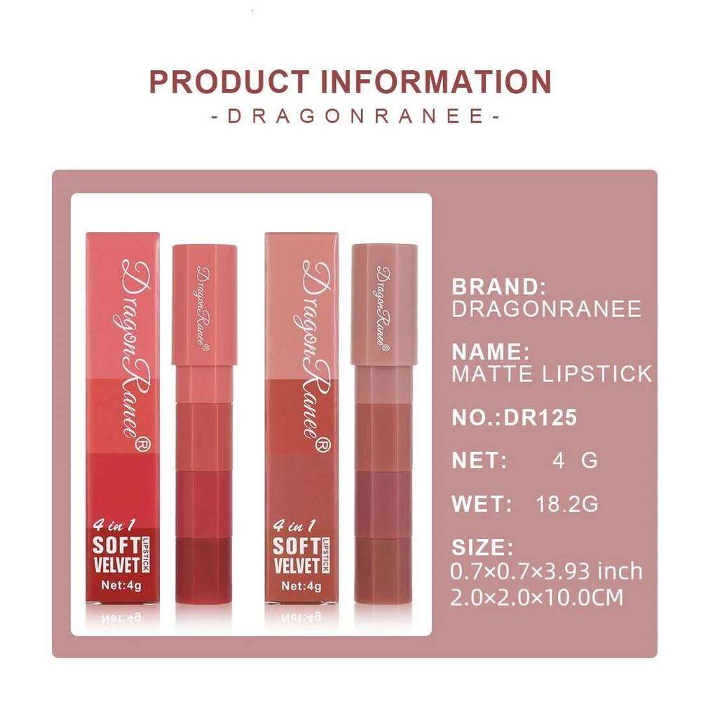 Set of 4Pcs Crayon Matte Velvet Four Lipstick Pens Mousse Nude Color Portable Mini Lipsticks 4 in 1 Lip Stick Makeup Z260310