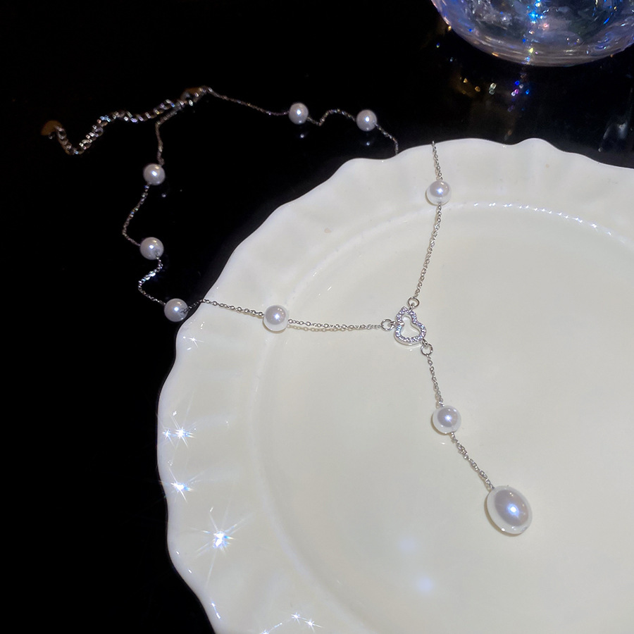 French-style zircon gourd pearl necklace, simple and fashionable, suitable for daily commuting, versatile collarbone chain with a unique design, niche - view 6