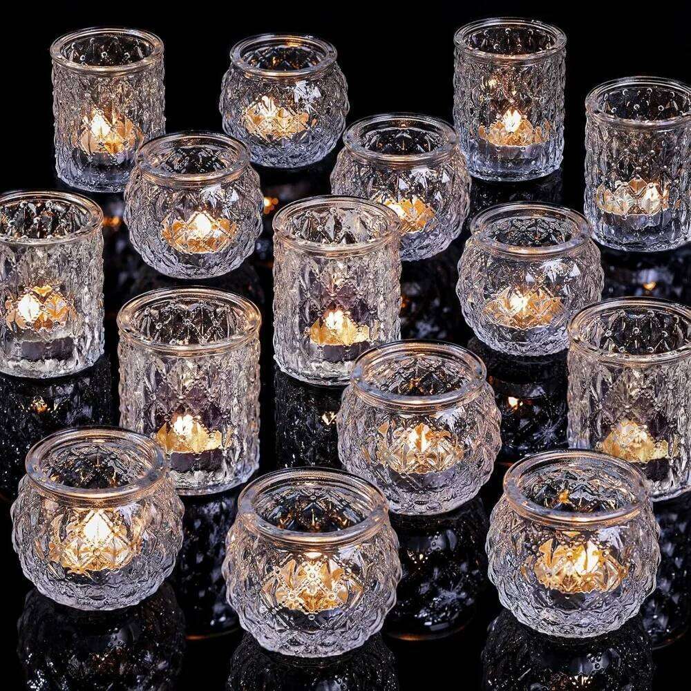6/12Pcs Blue Votive Glass Candlestick Party Decoration Tea Lights Candle Holders for Wedding Home Table Decor H260310