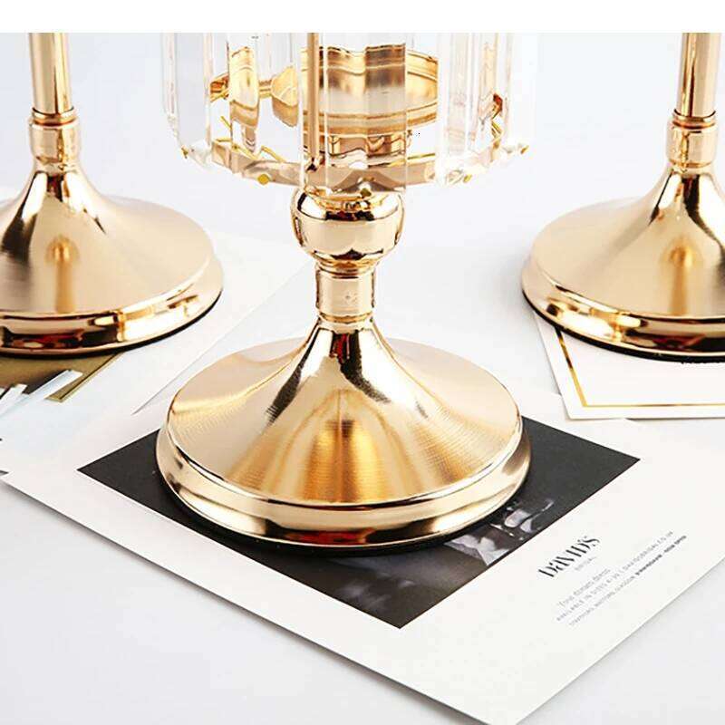 Glass Candle Holder Metal Stand Storage Ornament Candlestick Household Desktop Simple Crafts Candelabra Decoration H260310