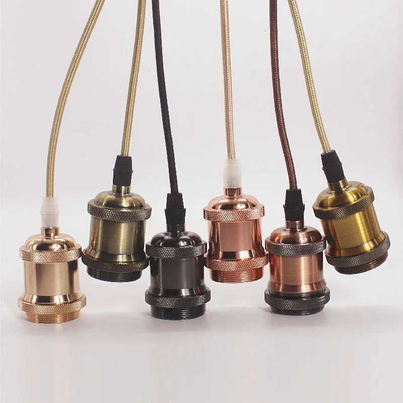 E27 suspension wire lamp holder set Vintage copper metal lamp holder electroplated aluminum shell lamp holder H260310