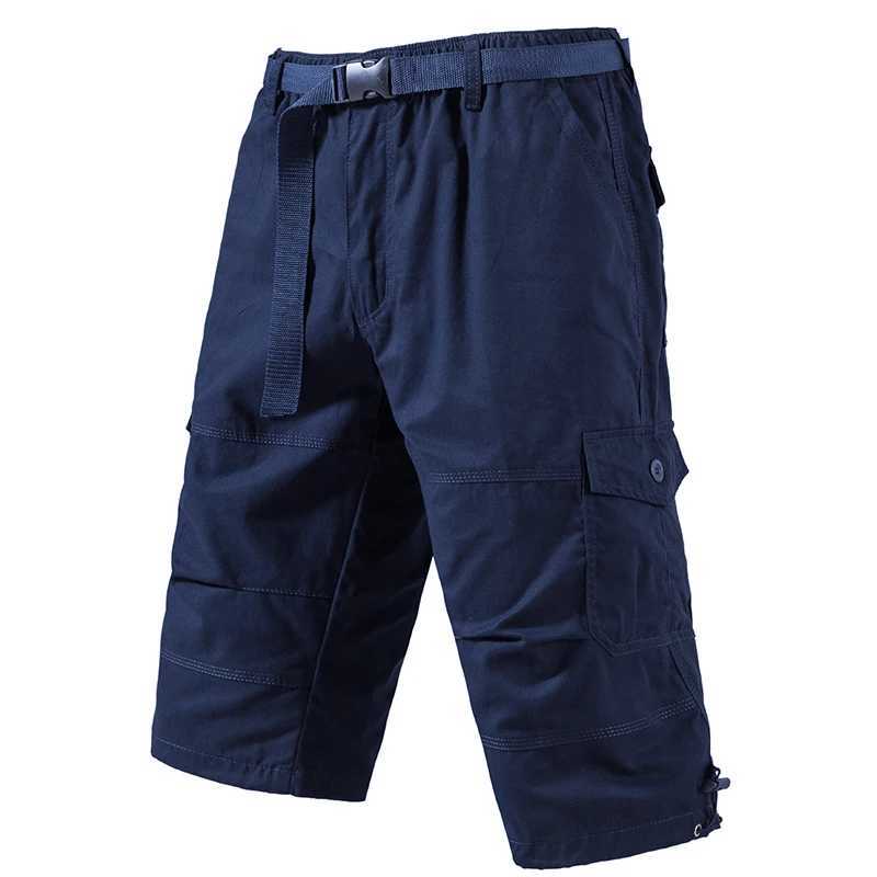 Mens Crop Pants Casual Cargo Shorts Zipper Pockets Light Weight Summer Cool Breathable Short Pants 3/4 Sweatpants N260310