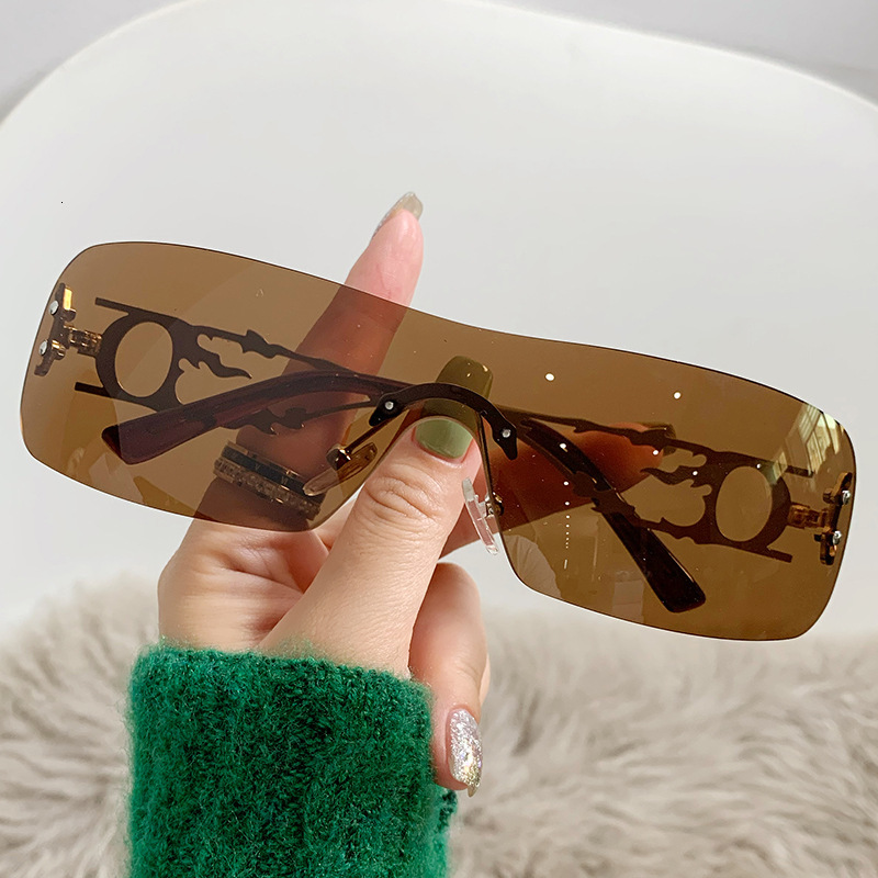Bella style hollow Y2K millennium hot girl frameless cut-edge sunglasses new eyewear