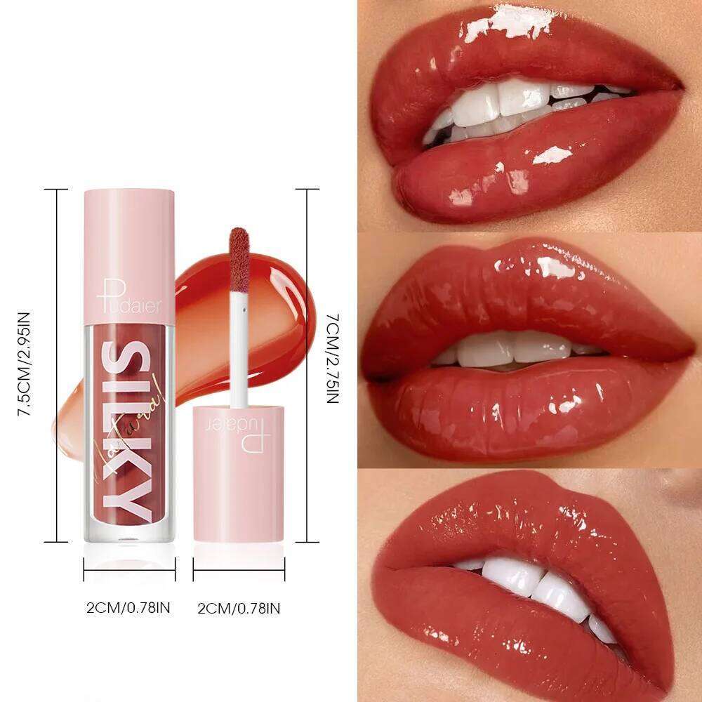 Silky Lip Gloss - Waterproof, Long-Lasting Moisturizing Liquid Lipstick with Mirror Finish, Non-Sticky, Full Shine, Fade-Resista Z260310