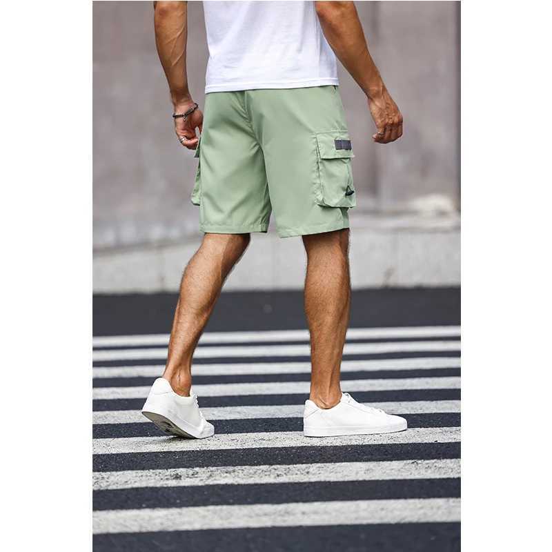 Mens Multicolor Drawstring Cargo Shorts Solid Color Pants with Pockets Casual Summer Shorts N260310