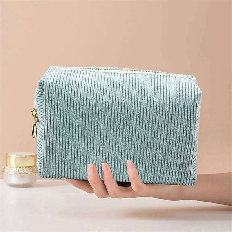Fashion Cosmetic Corduroy Velvet Pouches Bags Organizer Makeup Lady Portable Travel Toiletry Bag XJ260310