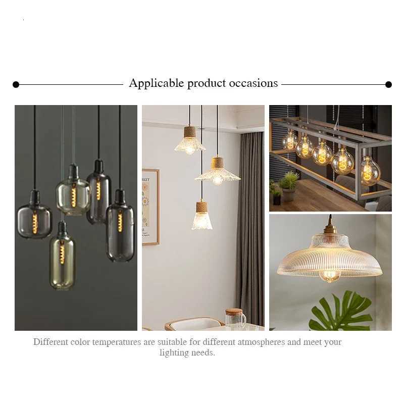 1-10pcs E27 E14 Retro Edison LED Filament Bulb AC 220V Spiral Light C35 G45 A60 ST64 G80 G95 G125 Glass Bulb Retro Candle Lamp H260310