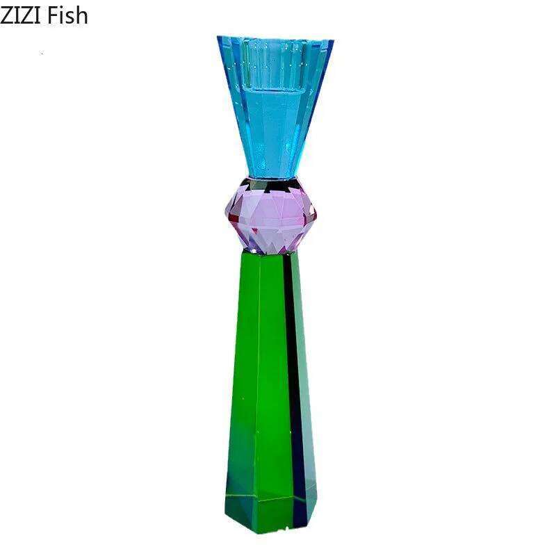 Colorful Crystal Holders Desk Decoration Romantic Candlestick Wax Melt Burner Transparent Candle Stand Modern Home Decor H260310